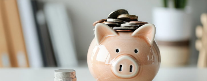 a piggy bank overflowing with coins